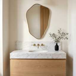 Modern Organic Brass Mirror - Irregular Shape Vanity Mirrors - thumbnail 3