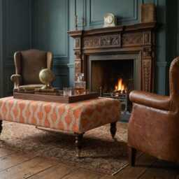 Handmade Linwood Helter Skelter Fabric Upholstered Footstool With Wooden Castor Legs, Coffee Table, Footrest - thumbnail 3