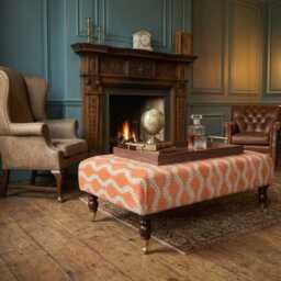 Handmade Linwood Helter Skelter Fabric Upholstered Footstool With Wooden Castor Legs, Coffee Table, Footrest - thumbnail 2