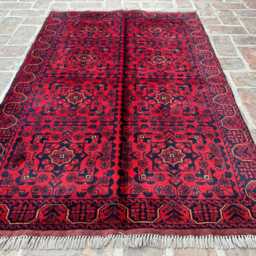 3x5 Afghan Khal Mohammadi Wool Rug - Hand-Knotted Red Tribal Carpet Authentic Oriental Accent For Living Room Or Entryway Decor Gift - thumbnail 3