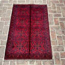 3x5 Afghan Khal Mohammadi Wool Rug - Hand-Knotted Red Tribal Carpet Authentic Oriental Accent For Living Room Or Entryway Decor Gift - thumbnail 2