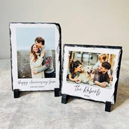 Personalised Photo Slate Gift, Custom Stone Frame Keepsake, 4 Sizes