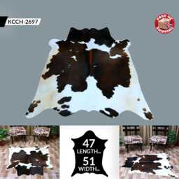 Elegant Medium Dark Brown/White Cowhide Rug - Plush Hair-On Leather For Modern Interiors - thumbnail 2