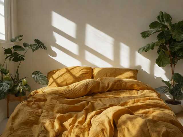 Amber Linen Bedding Set Rustic Duvet Cover & 2 Pillowcases Soft Medium Weight Bedding, Stonewashed Comfort - image 1