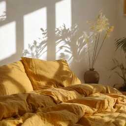 Amber Linen Bedding Set Rustic Duvet Cover & 2 Pillowcases Soft Medium Weight Bedding, Stonewashed Comfort - thumbnail 3