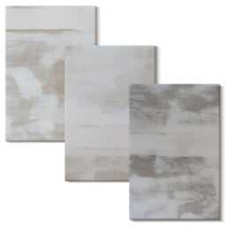 Canvas Set Of 3 - Worn Textures Modern Industrial Style, Gray Wall Art, Natural Hanging Piece - thumbnail 2