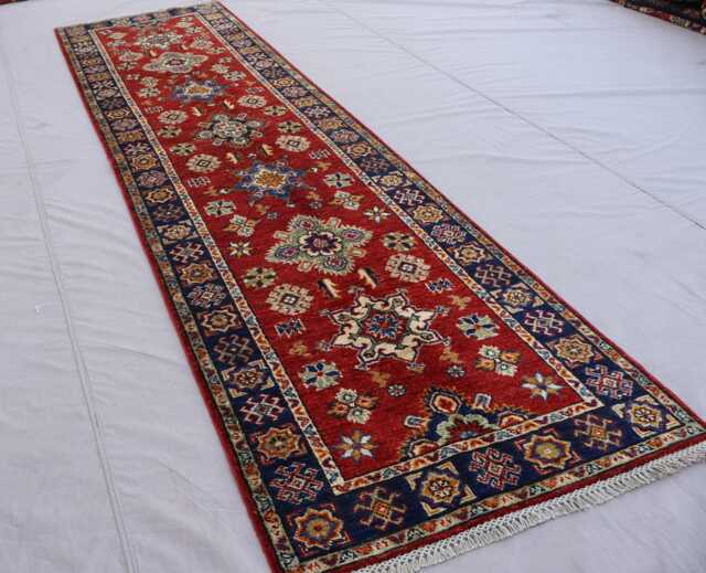 10 Ft Runner Rug Afghan Hand Knotted Veg Dye Wool Rug, Geometric Bidjar Rug, Oriental Tribal Hallway Runner, Kitchen - image 1