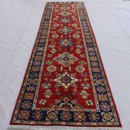 10 Ft Runner Rug Afghan Hand Knotted Veg Dye Wool Rug, Geometric Bidjar Rug, Oriental Tribal Hallway Runner, Kitchen - thumbnail 2