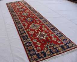 10 Ft Runner Rug Afghan Hand Knotted Veg Dye Wool Rug, Geometric Bidjar Rug, Oriental Tribal Hallway Runner, Kitchen - thumbnail 1