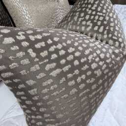 Brown Gold Lumbar Cushion Cover, Designer Throw Pillow Cover For Interior Design - Double Sided Ashley Wilde Estrada Mole - thumbnail 2