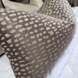 Brown Gold Lumbar Cushion Cover, Designer Throw Pillow Cover For Interior Design - Double Sided Ashley Wilde Estrada Mole - thumbnail 3