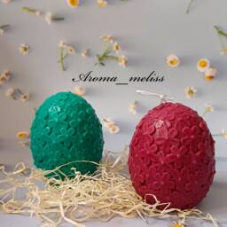 Handmade Carved Flowers Easter Candle, Eco-Friendly Soy & Bee Wax Decor, Spring Home - Gift - thumbnail 2