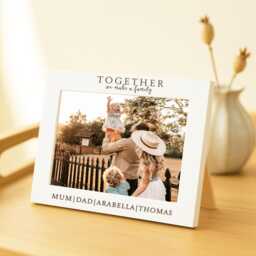 Personalised Family Photo Frame, Engraved White Picture Frame Gift For New Family, 6x4 7x5 8x6 Photograph Sizes - thumbnail 1