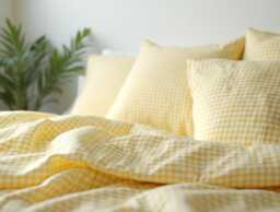 Yellow Small Gingham Cotton 1 Duvet Cover Checkered Comforter Set Cozy Bedroom Decor Duvet