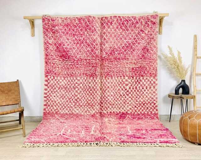 Vibrant Pink Moroccan Rug, Abstract Diamond Berber Carpet, Large Handmade Wool Shag Modern Dopamine Decor, Custom Artistic Area Mat - image 1