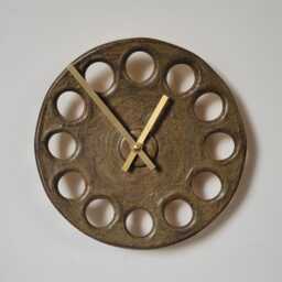 Hand Made Round Circular Brown Glazed Ceramic Minimalist Wall Clock 20 cm 8 - thumbnail 2