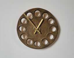 Hand Made Round Circular Brown Glazed Ceramic Minimalist Wall Clock 20 cm 8