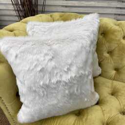 Silver Fox Faux Fur Cushion Covers - Pale Grey Pillows Scatter Cushions Matching Throws Available - thumbnail 4