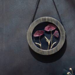 Preserved Flowers Art - Botanical Wall Framed Pressed Flower Frame Pressed Round Decor Framed Above Bed - thumbnail 3