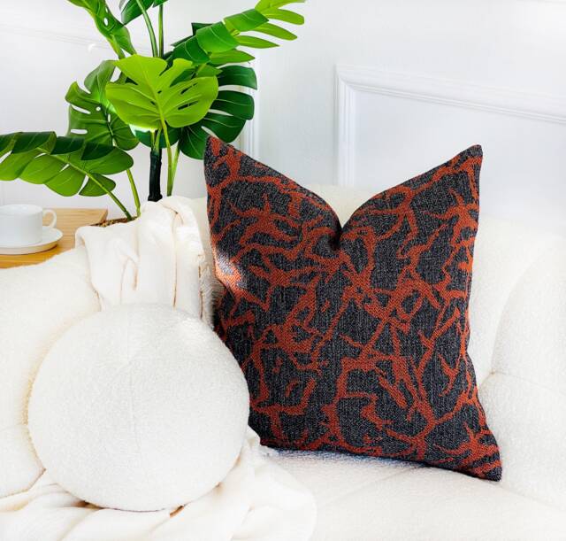 Gray Rust Orange Pillow Cover Fall Pillows, Modern Farmhouse Throw Abstract Pillow, Washable Linen Pillowcase - image 1