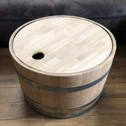 Wine Barrel Coffee Table With Wooden Lid Natural - thumbnail 2