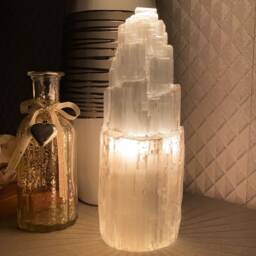 Large Selenite Tower Lamp Natural Crystals Spiritual Cosy Night Light Table For Sale Satin Spar Crystal Lighting Decor Shop