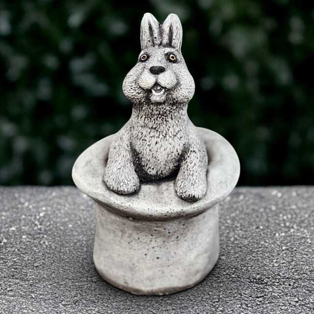 Fantasy Rabbit in Hat Statue Concrete Bunny Figurine Stone Animal Sculpture Cement Ornament Wildlife Handmade Gift - image 1