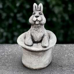 Fantasy Rabbit in Hat Statue Concrete Bunny Figurine Stone Animal Sculpture Cement Ornament Wildlife Handmade Gift - thumbnail 1