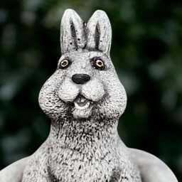 Fantasy Rabbit in Hat Statue Concrete Bunny Figurine Stone Animal Sculpture Cement Ornament Wildlife Handmade Gift - thumbnail 3