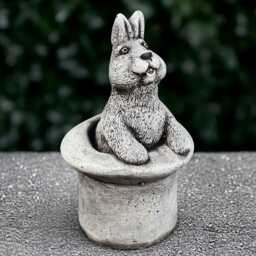 Fantasy Rabbit in Hat Statue Concrete Bunny Figurine Stone Animal Sculpture Cement Ornament Wildlife Handmade Gift - thumbnail 2