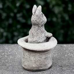 Fantasy Rabbit in Hat Statue Concrete Bunny Figurine Stone Animal Sculpture Cement Ornament Wildlife Handmade Gift - thumbnail 4