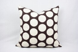 Brown & Cream Cotton Big Polka Dot Pillow Cover, 16 X Inch Toss Pillow, Throw Accent Nursery - thumbnail 1