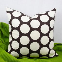 Brown & Cream Cotton Big Polka Dot Pillow Cover, 16 X Inch Toss Pillow, Throw Accent Nursery - thumbnail 3