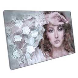 Elegant Watercolor Canvas Print Woman in White - Modern Wall Art For Home & Office Decor - thumbnail 1