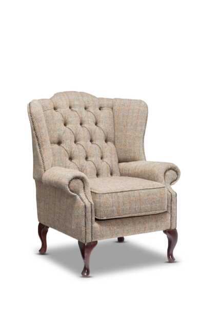 Chesterfield High Back Classic Chair Harris Tweed Wool - image 1