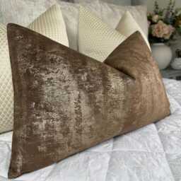 "Brown Mocha Pillow Cover Soft Textured Tapini Latte Cushion - 12"" X 20" - thumbnail 1