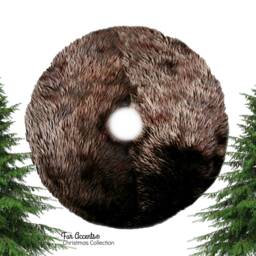 Faux Fur Christmas Tree Skirt - Shaggy Brown, White, Off-White - thumbnail 4