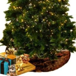 Faux Fur Christmas Tree Skirt - Shaggy Brown, White, Off-White