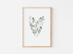 Valentines Day A4 Personalised Love Heart Print, Floral Wall Art, Leafy Illustration, Wedding Gift, Personalised Anniversary Present - thumbnail 1