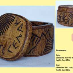 Wooden Box Handmade For Jewelry Geometric Lines Unique Design Vintage Look - thumbnail 2