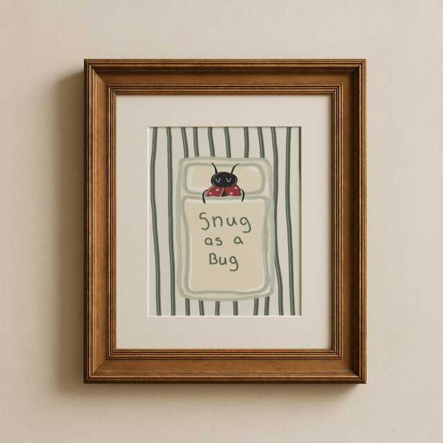 Snug As A Bug - Sage Green Room Toddler Poster Playroom Print Modern Toddler Decor