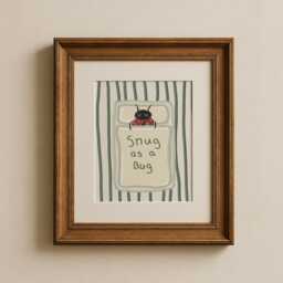 Snug As A Bug - Sage Green Room Toddler Poster Playroom Print Modern Toddler Decor - thumbnail 1