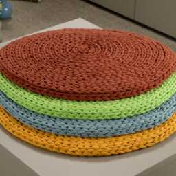 Blue Window Seat Cushion, Custom Bench Water Green Round Rug, Knit Chair Pad, Cotton 37 Colors, Large & Small Sizes - thumbnail 3