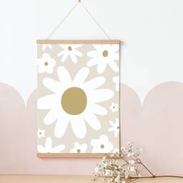 Set Of 3 Neutral & Personalised Daisy Prints. Perfect For A Girls Room, Nursery Or Playroom - Prints Only - thumbnail 3