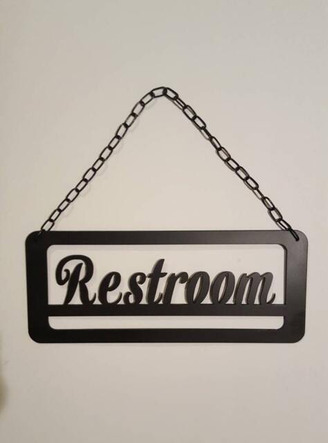 Metal Wall Art. Restroom Sign. Restroom. Bathroom Home Decor. Office Black - image 1