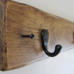 99 cm Solid Reclaimed Plank Wood 5 Hook Black Cast Iron Coat Hooks/Robe Kitchen Cup - thumbnail 2