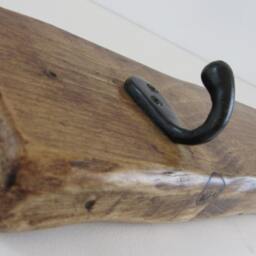 99 cm Solid Reclaimed Plank Wood 5 Hook Black Cast Iron Coat Hooks/Robe Kitchen Cup - thumbnail 3