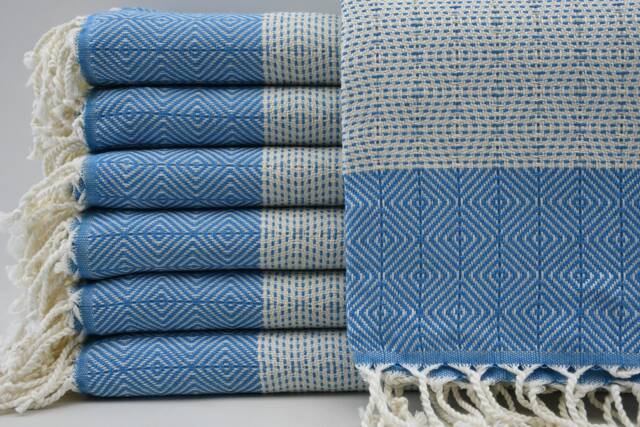 "Blue Peshtemal, Turkish Towel, Turkish Beach Towel, Tribal Towel, Hammam Towel, Pool Towel, 40""x70" - image 1