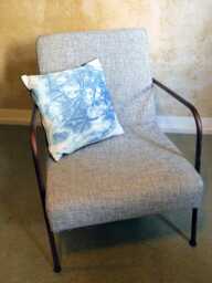 Handprinted Blue Pillow - Cyanotype, Single Item With Velvet - thumbnail 1