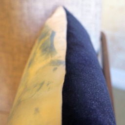 Handprinted Blue Pillow - Cyanotype, Single Item With Velvet - thumbnail 3
